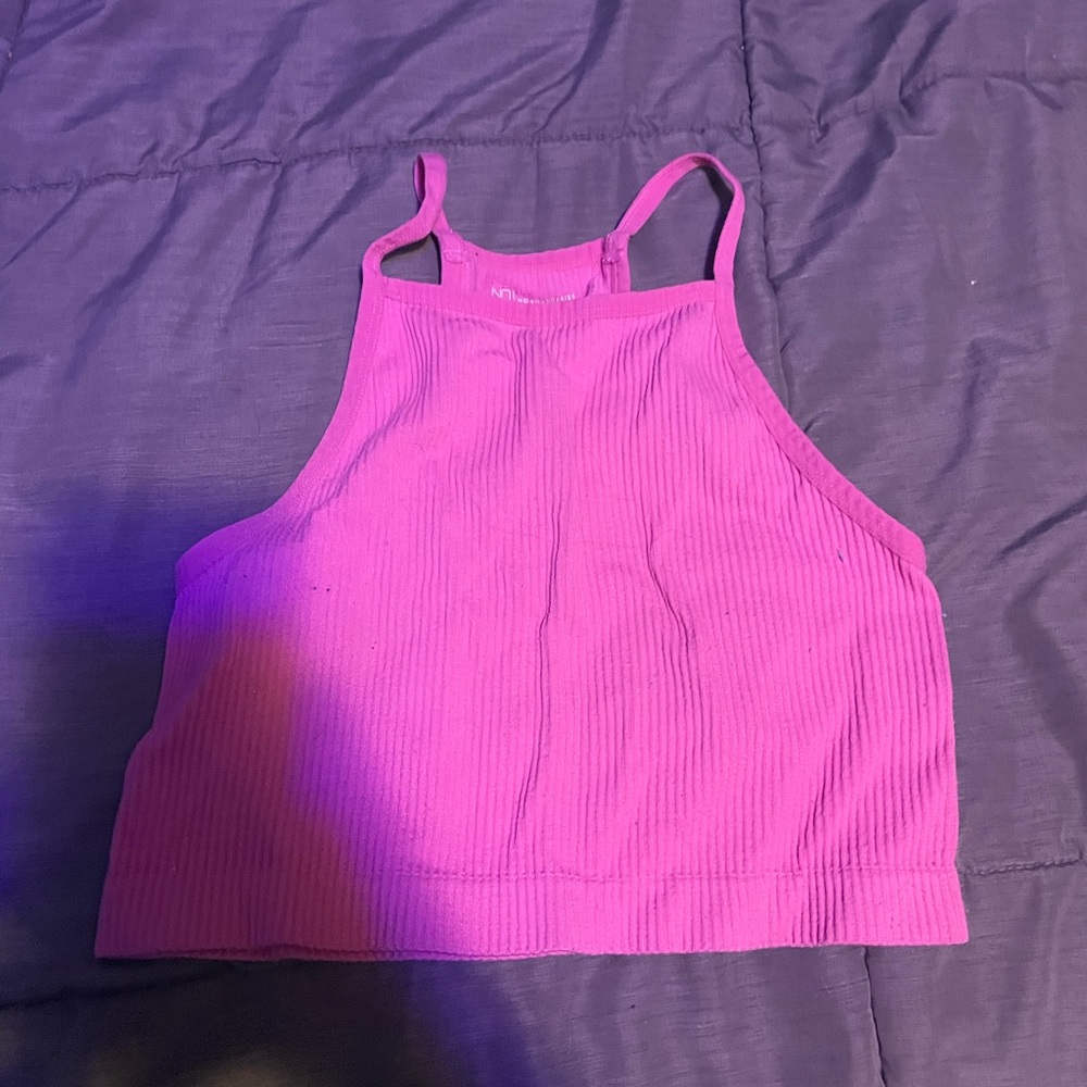 Vibrant Pink Ribbed Crop Top